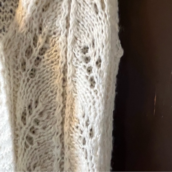 VTG Wool Blend Sweater Vest Lace Chunky Knit Wooden Toggle Buttons Italy White - Picture 6 of 11